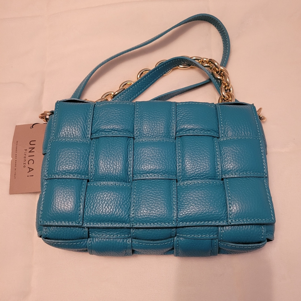 UNICA! Firenze Turquoise and Gold Leather Purse